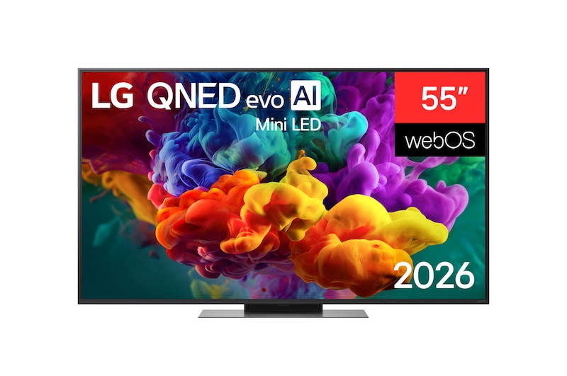55QNED87BSA — Front view of 55 inch LG QNED evo AI Mini LED QNED87 4K Smart TV 2026 55QNED87BSA